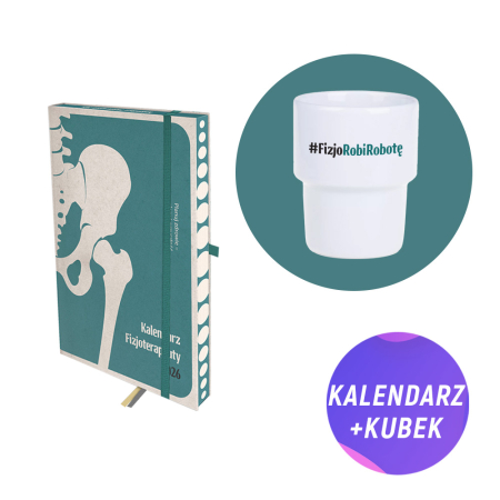 Pakiet: Kalendarz fizjoterapeuty 2026 + Kubek ceramiczny (330 ml) #FizjoRobiRobotę